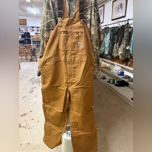 Carhartt Brown Duck Unlined Zipper to Thigh Bib Overalls